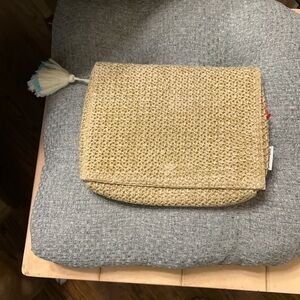 Philosophy Natural Woven Straw Clutch with Tassel